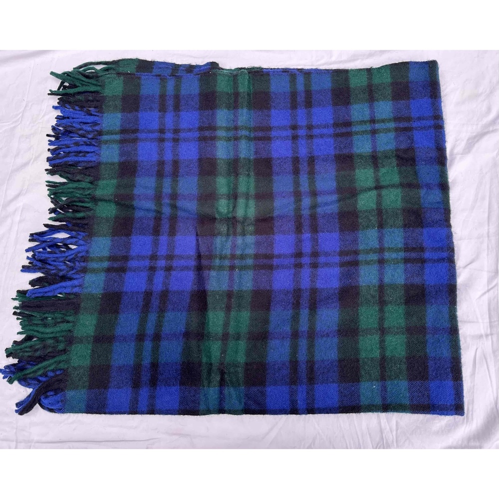 Troy Leisure Blanket Blue Green Plaid Zipper Bag Stadium Seat Cushion USA Made - Picture 14 of 16